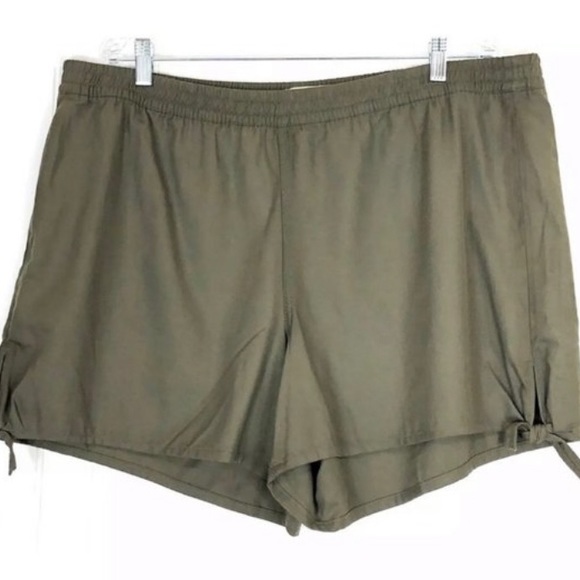 MADEWELL Hunter Green SO SOFT Cotton Side Tie Elastic Waist Shorts-Size Small - Picture 3 of 11